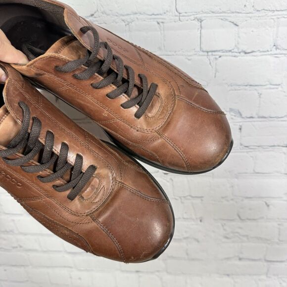 Ecco Irving Men Size 10-10.5 Brown Leather Trainers Lace Up Comfort Career Shoes main image 4